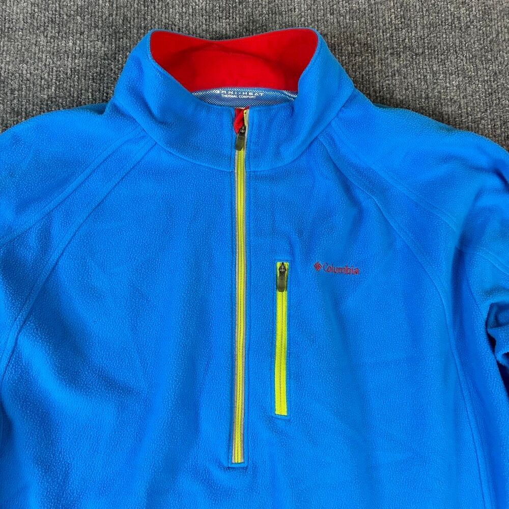 Columbia Omni-Heat Thermal Comfort Fleece Pullover Mens XL Blue Quarter Zip